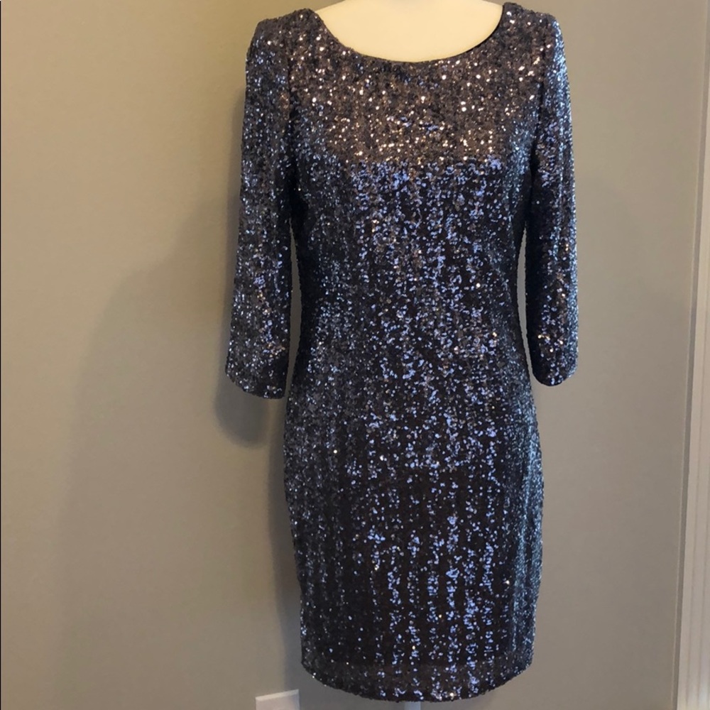 Aidan Mattox sparkly mini dress with 3/4” sleeves